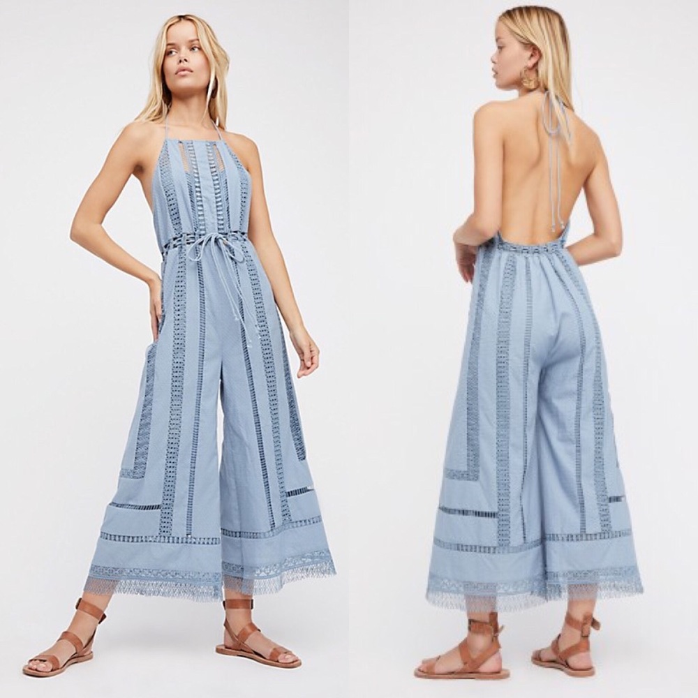 Free People Sydney Sky Lace Crochet Romper Jumpsuit